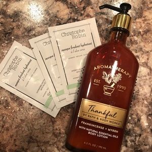NEW Thankful Aromatherapy BBW Lotion w/Hair Masks